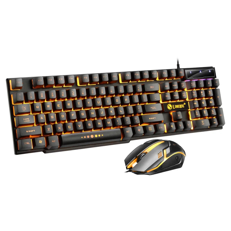 Combo Clavier et Souris Gaming USB — Rétroéclairage RGB Arc-en-Ciel, Bureau & Gaming