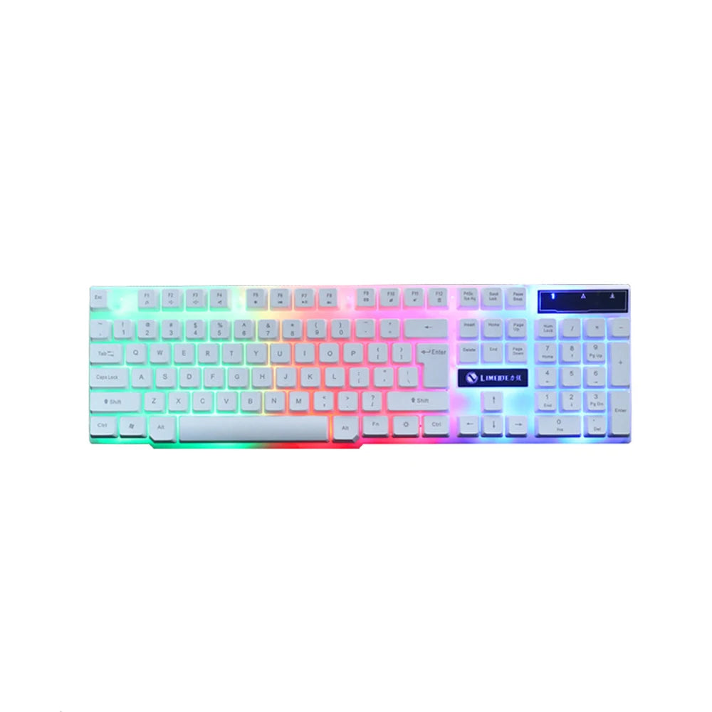 Combo Clavier et Souris Gaming USB — Rétroéclairage RGB Arc-en-Ciel, Bureau & Gaming