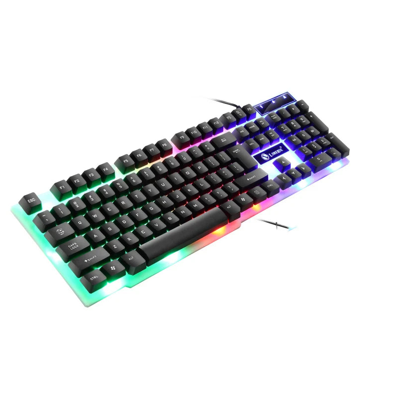 Combo Clavier et Souris Gaming USB — Rétroéclairage RGB Arc-en-Ciel, Bureau & Gaming