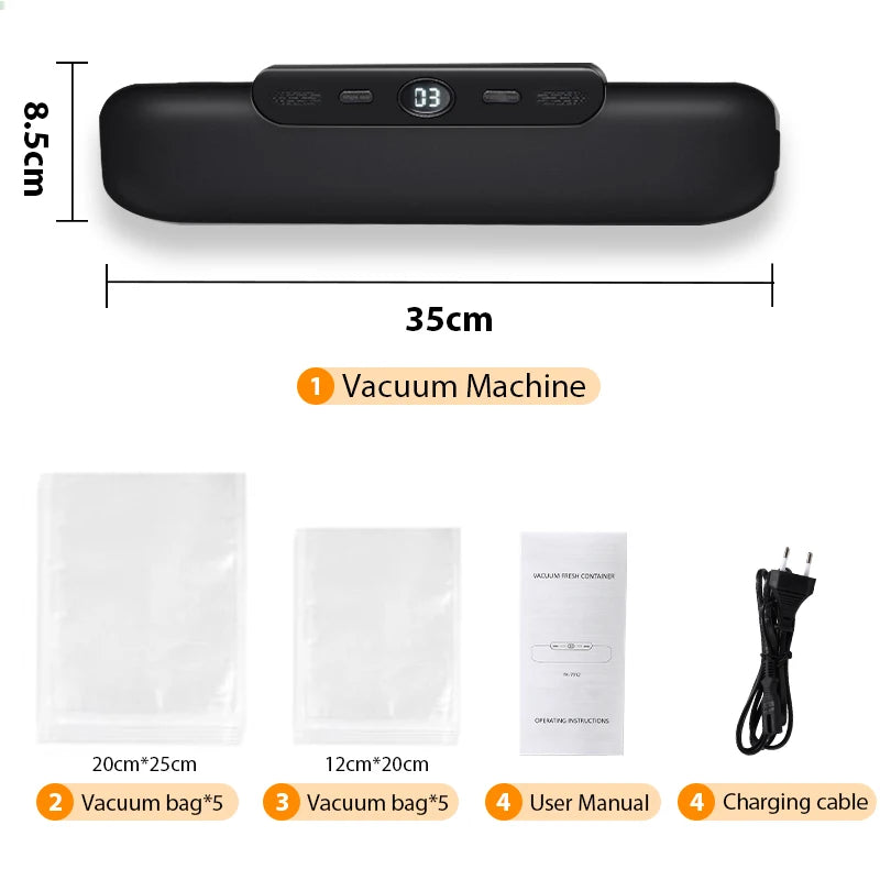 Machine à Mise Sous Vide Alimentaire saengQ — 10 Sacs Inclus, Conservation Longue Durée