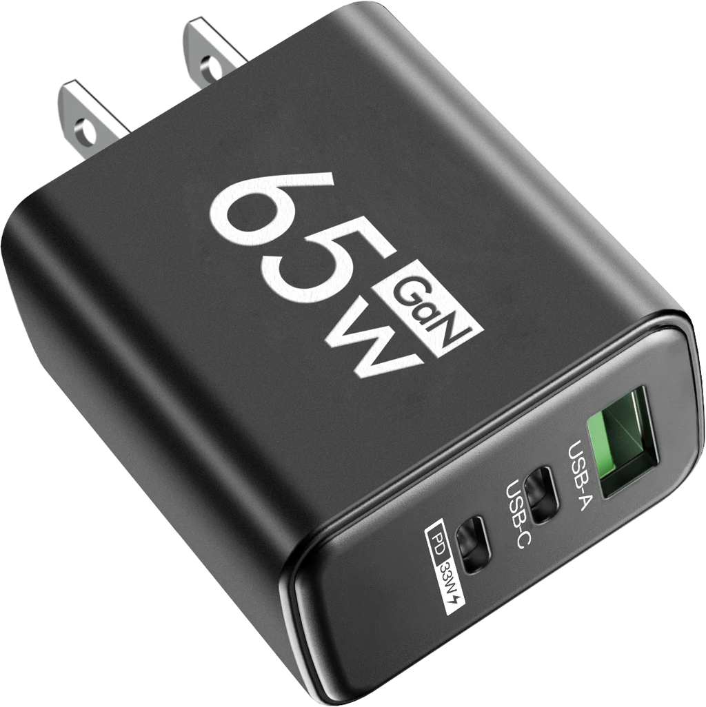 Chargeur GaN 65W USB-C — 3 ports, charge rapide, compatible iPhone & Samsung