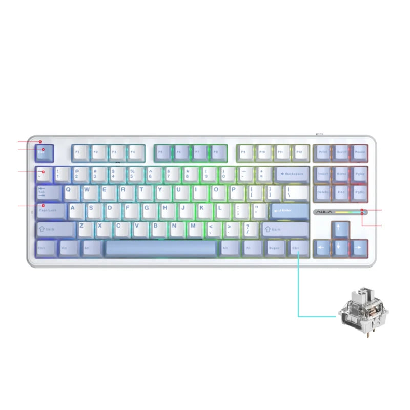 Clavier Mécanique Sans Fil Aula F87 PRO — Triple Mode 2.4G/USB/Bluetooth, RGB, Hotswap
