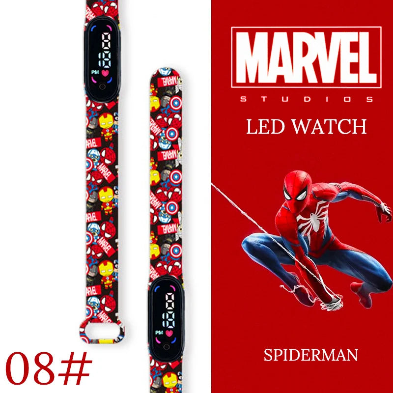 Montre numérique étanche MINISO Spiderman pour enfants et garçons – Bracelet sport, affichage LED