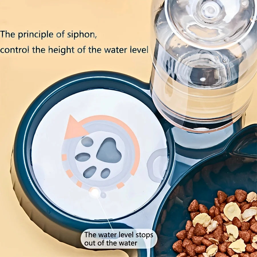 Bol 3-en-1 pour chat — Incliné, distributeur d’eau gravitationnel, protection cervicale