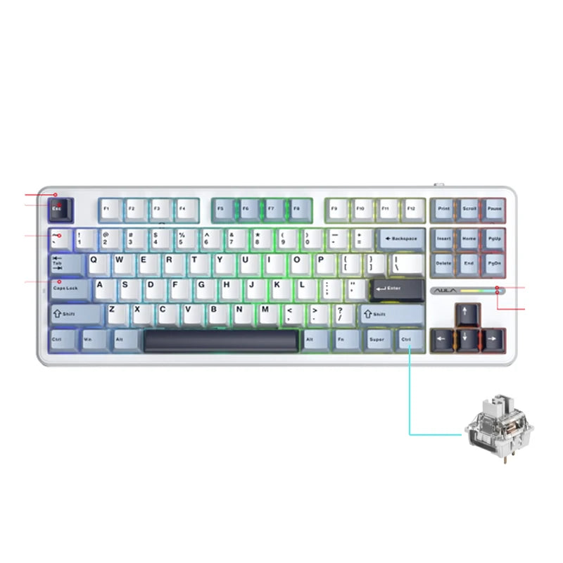 Clavier Mécanique Sans Fil Aula F87 PRO — Triple Mode 2.4G/USB/Bluetooth, RGB, Hotswap