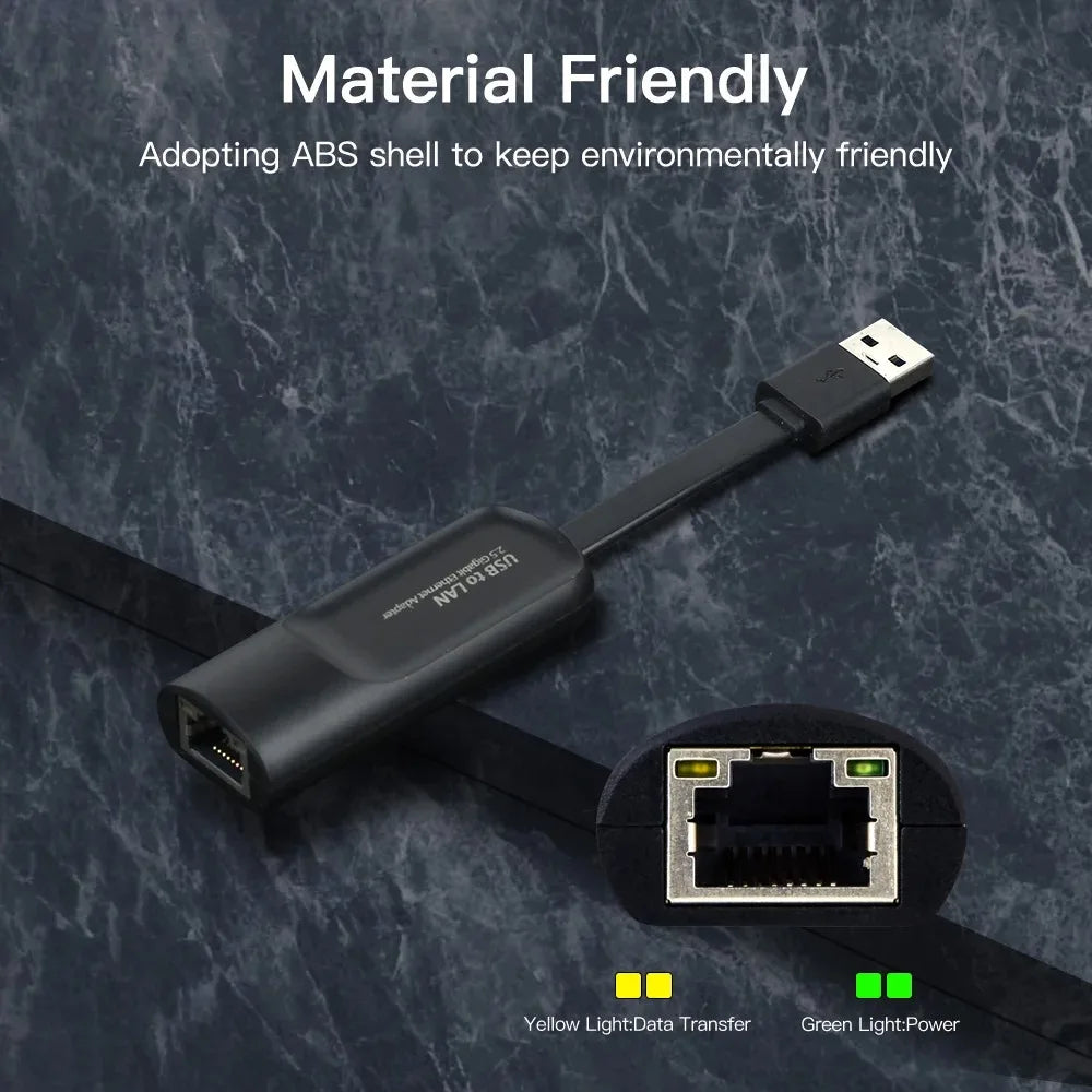 Adaptateur Ethernet 2.5G USB-C / USB 3.0 vers RJ45 — 2500 Mbps, Compatible MacBook & iPad