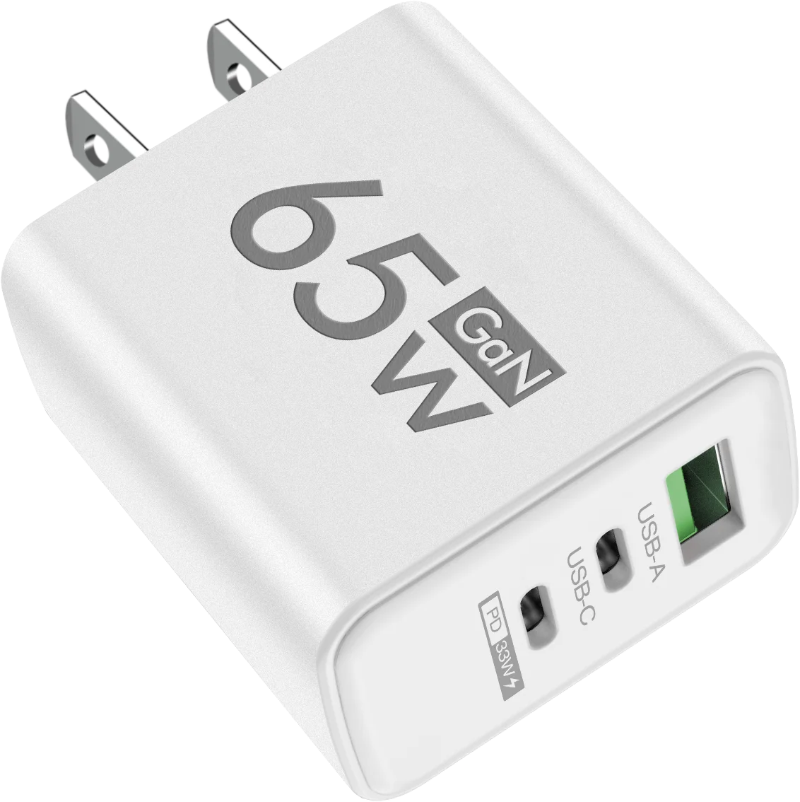Chargeur GaN 65W USB-C — 3 ports, charge rapide, compatible iPhone & Samsung
