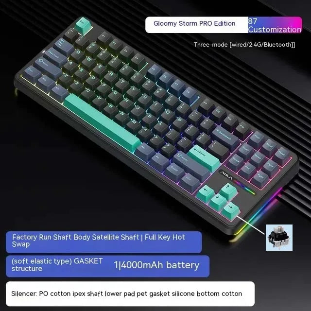 Clavier Mécanique Sans Fil Aula F87 PRO — Triple Mode 2.4G/USB/Bluetooth, RGB, Hotswap