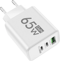 Chargeur GaN 65W USB-C — 3 ports, charge rapide, compatible iPhone & Samsung