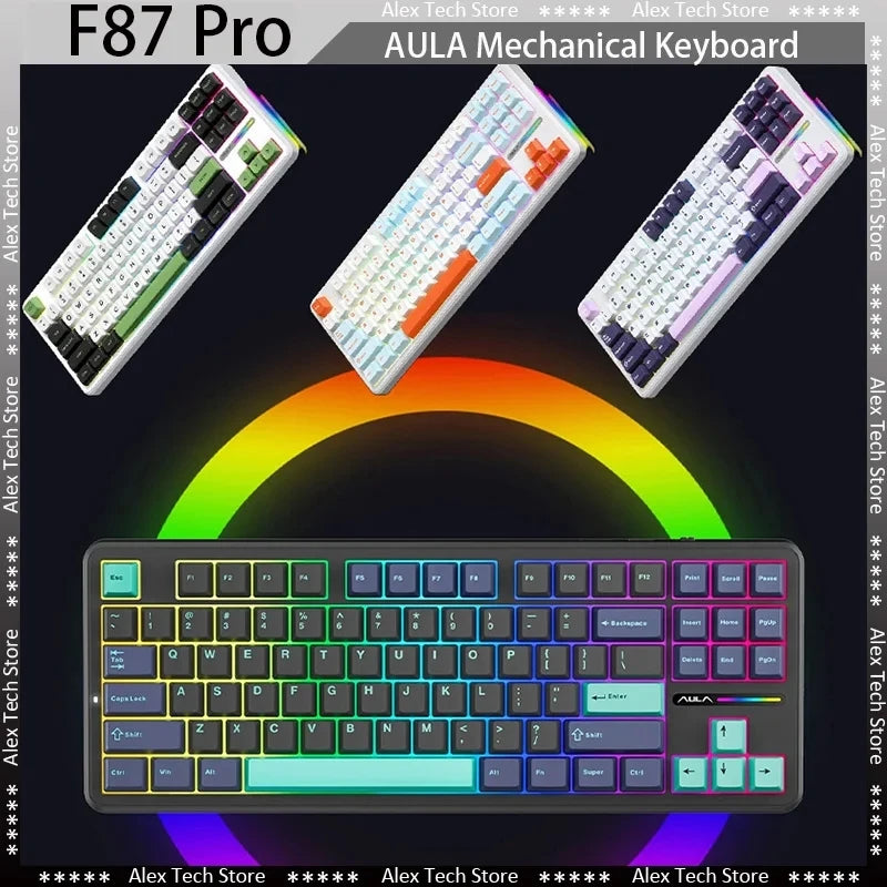 Clavier Mécanique Sans Fil Aula F87 PRO — Triple Mode 2.4G/USB/Bluetooth, RGB, Hotswap