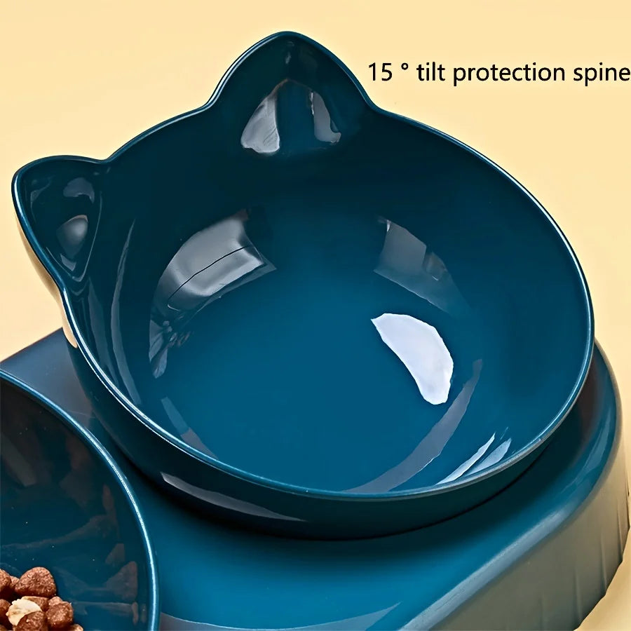 Bol 3-en-1 pour chat — Incliné, distributeur d’eau gravitationnel, protection cervicale
