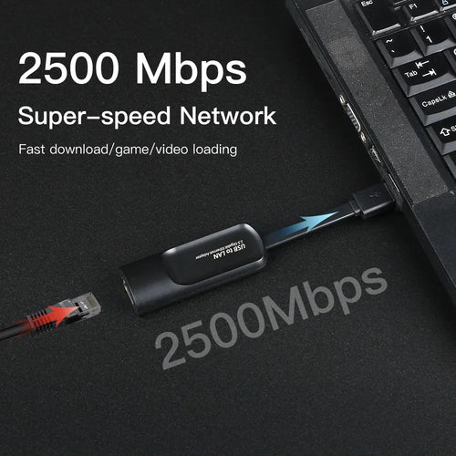 Adaptateur Ethernet 2.5G USB-C / USB 3.0 vers RJ45 — 2500 Mbps, Compatible MacBook & iPad