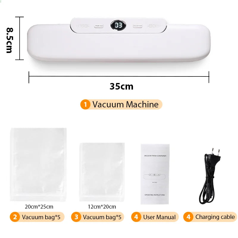 Machine à Mise Sous Vide Alimentaire saengQ — 10 Sacs Inclus, Conservation Longue Durée