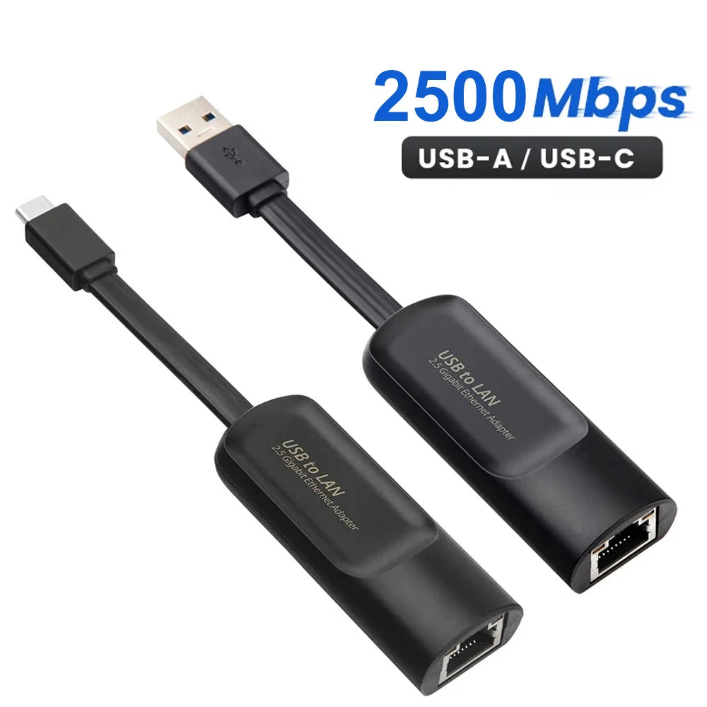Adaptateur Ethernet 2.5G USB-C / USB 3.0 vers RJ45 — 2500 Mbps, Compatible MacBook & iPad