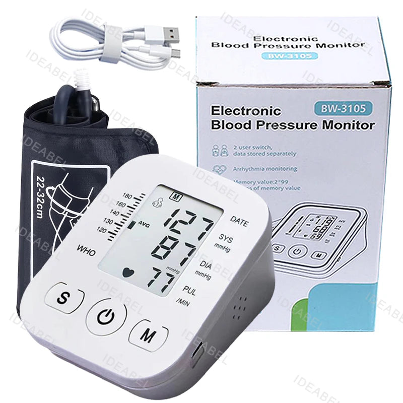 Tensiomètre Numérique Automatique — Moniteur de Pression Artérielle & Fréquence Cardiaque