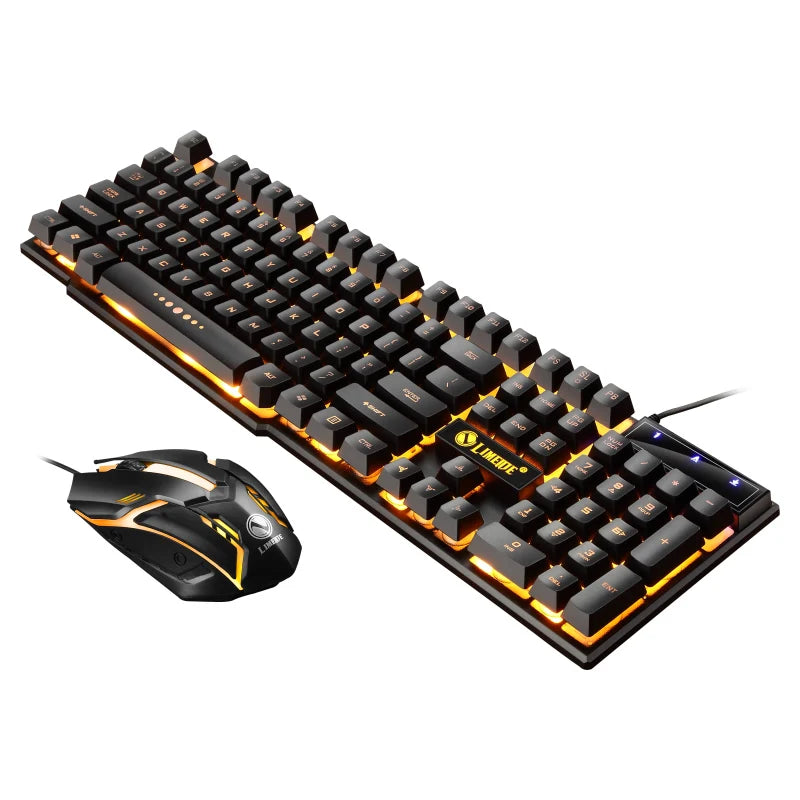 Combo Clavier et Souris Gaming USB — Rétroéclairage RGB Arc-en-Ciel, Bureau & Gaming